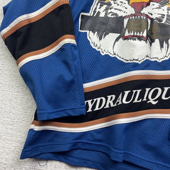 VTG Trimark Tiger Crunch Hockey Jersey Men Sz S Blue Brown Made in Canada Retro - Picture 6 of 16